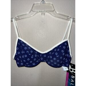 Vintage 1990s Baltex Sz 10 Bikini Swimsuit Top Wired Navy Blue Perfect Push